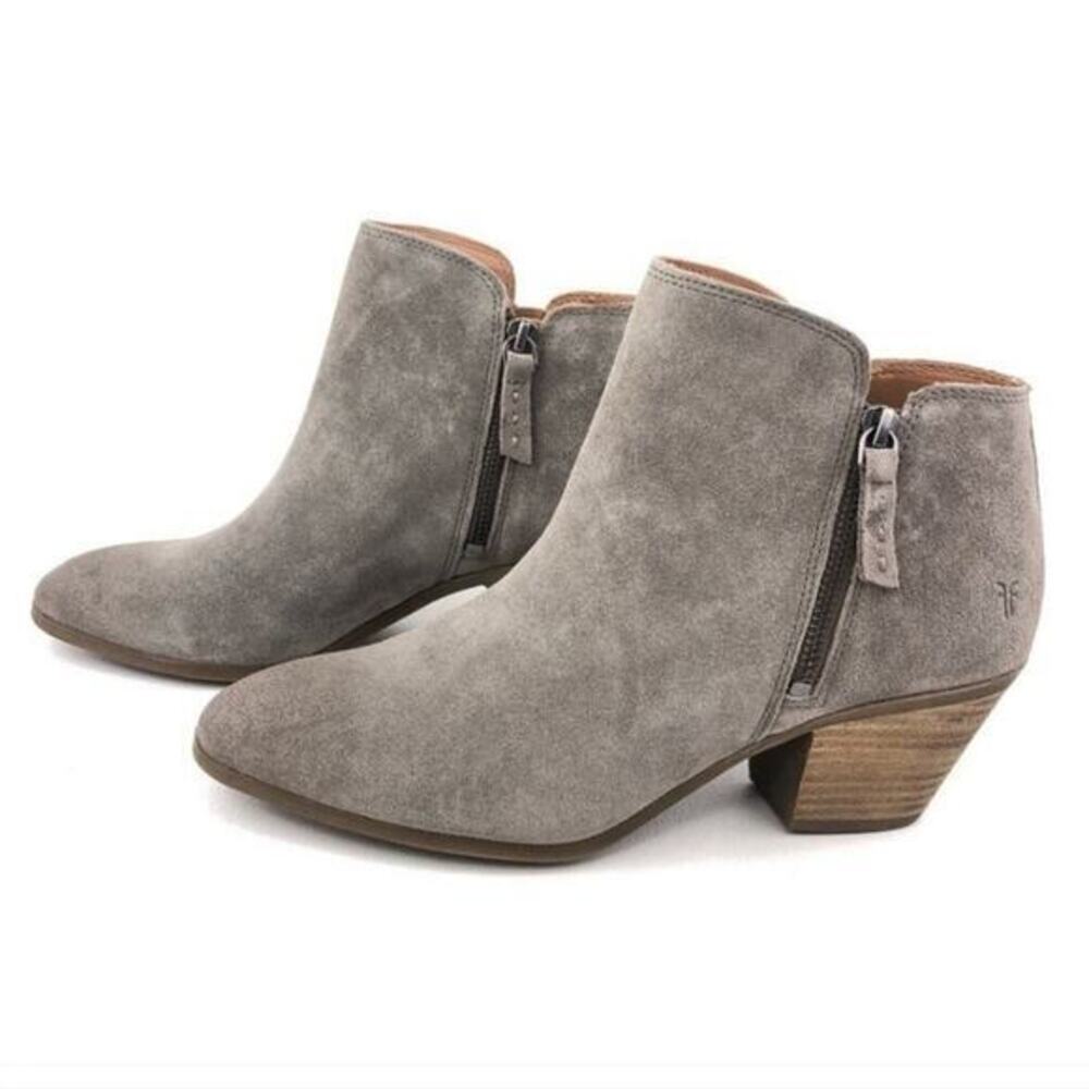 Frye Judith Judy Double Zip‎ Ankle Boot in Suede Ash Grey size 9.5 new!!!